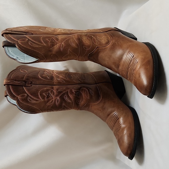 Ariat Heritage R Toe Leather Western Heeled Cowgirl Boots (W Size 8) - Picture 4 of 16